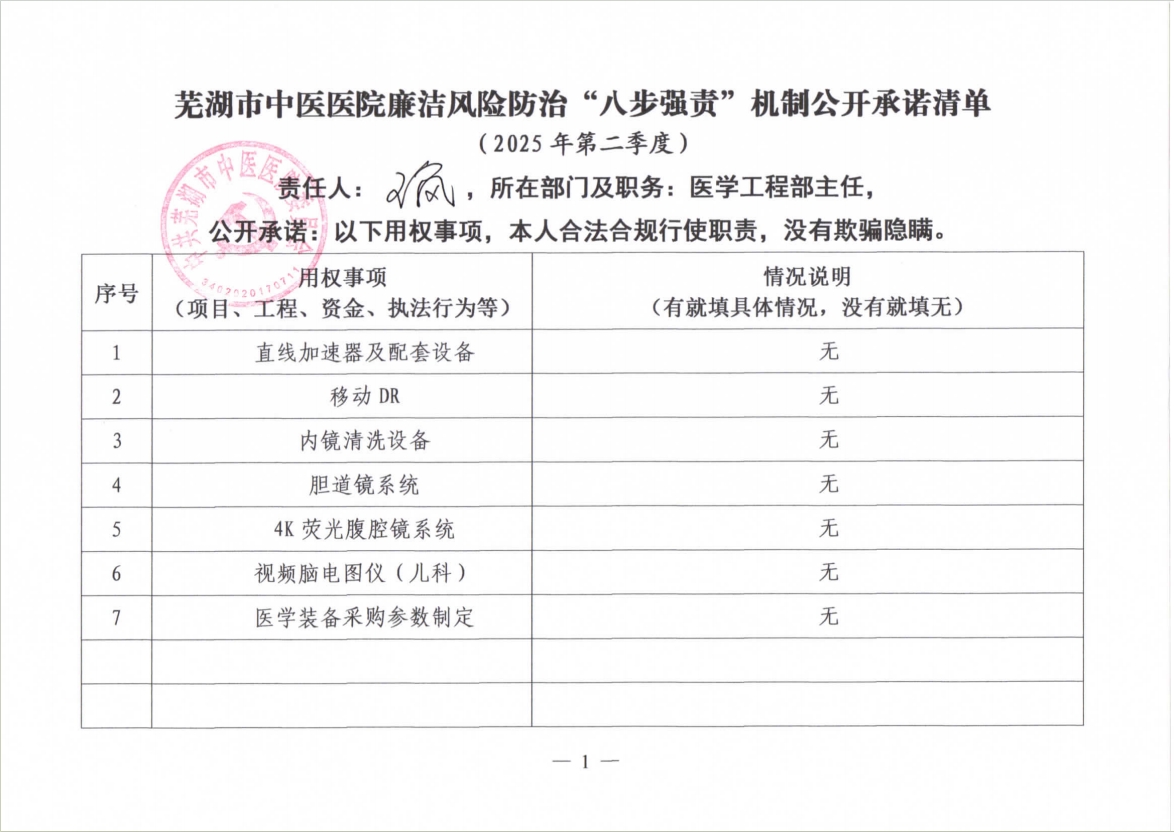 蕪湖市中醫(yī)醫(yī)院廉潔風險防治“八步強責”機制公開承諾清單（科室負責同志）(圖7)