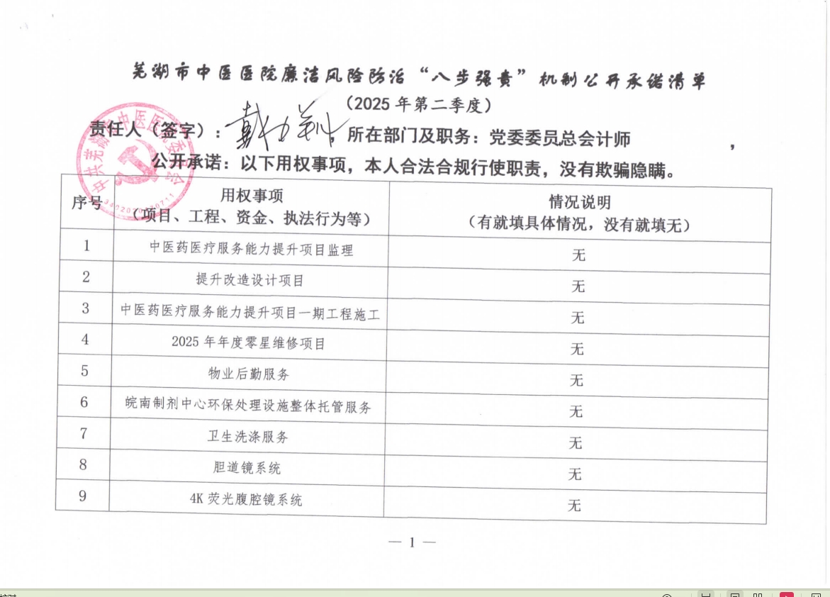 蕪湖市中醫(yī)醫(yī)院廉潔風(fēng)險(xiǎn)防治“八步強(qiáng)責(zé)”機(jī)制公開(kāi)承諾清單（分管負(fù)責(zé)同志）(圖3)